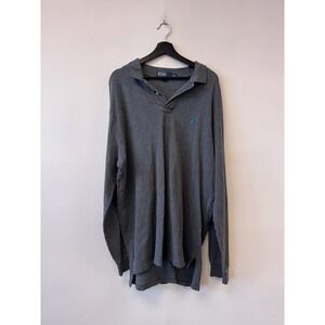 VTG Polo By Ralph Lauren Shirt Mens 2XL Gray Long Sleeve Cotton Polo Casual